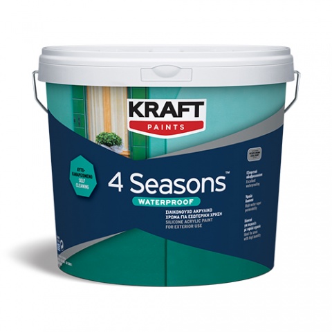 KRAFT 4 SEASONS WATREPROOF Ακρυλικό Χρώμα Υψηλής Ποιότητας 9.70lt (ΒΑΣΗ Ρ)