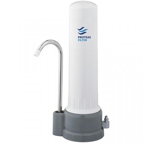 ENERGYWATER Μονή Συσκευή Φίλτρανσης Άνω Πάγκου Λευκή Proteas Slim Line Πλαστική