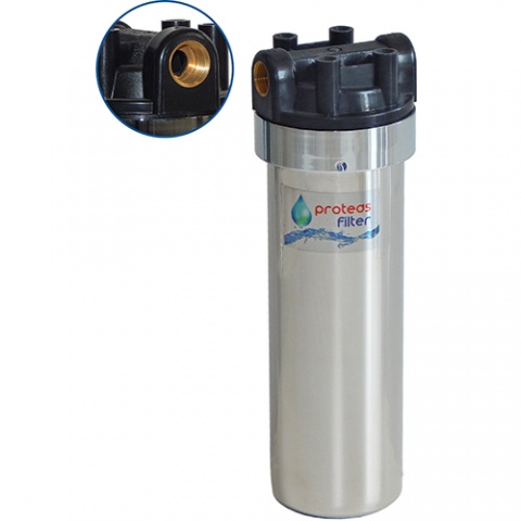 ENERGYWATER Μονή Φιλτροθήκη 3M Μεταλλική με Πλαστική Κεφαλή 10″-1/2″ με Κλειδί & Βάση