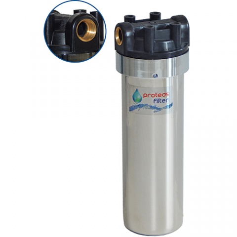 ENERGYWATER Μονή Φιλτροθήκη 3M Μεταλλική με Πλαστική Κεφαλή 10″-3/4″ με Κλειδί & Βάση