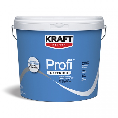 KRAFT PROFI EXTERIOR Ακρυλικό Λευκό Χρώμα Υψηλής Ποιότητας 2.94lt (ΒΑΣΗ P)