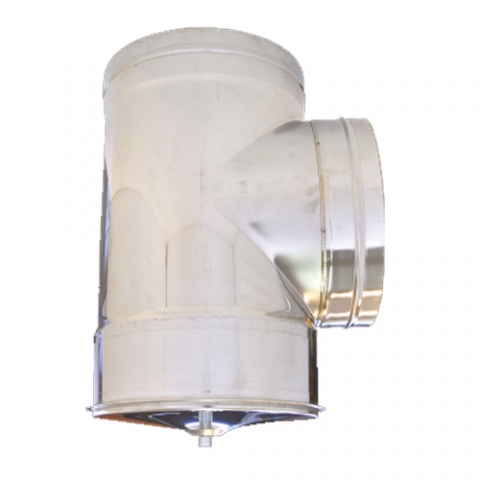 SPIRODUCT Stainless Steel - Galvanized Spiral Seam Insulated "T" 90° Flue Pipe with Clean Out Cap