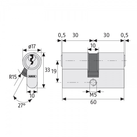 ABUS Κύλινδρος Πόρτας Ε50Ν 40/50