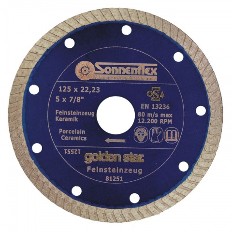 SONNENFLEX Golden Star Porcelain Tiles Διαμαντόδισκος για Πλακάκια Μάρμαρο & Πέτρα 230x1.6/10x22.23mm