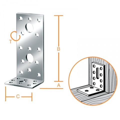 Vormann Galvanized Angle Connector 100 x 60 x 60mm