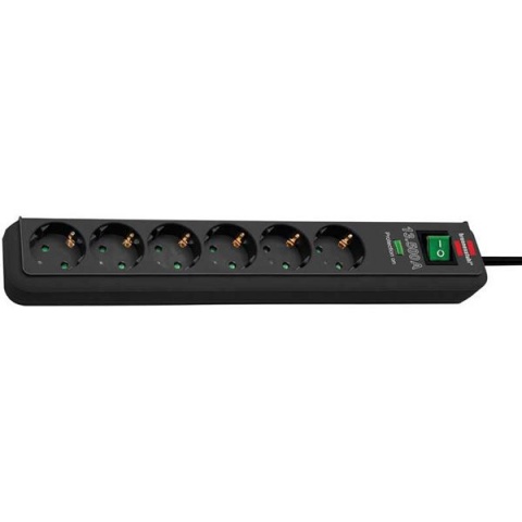 Brennenstuhl ECO PROTECT Πολύμπριζο με Προστασία Υπέρτασης 13.500 Αh & Διακόπτη 6 Θέσεων Aνθρακί