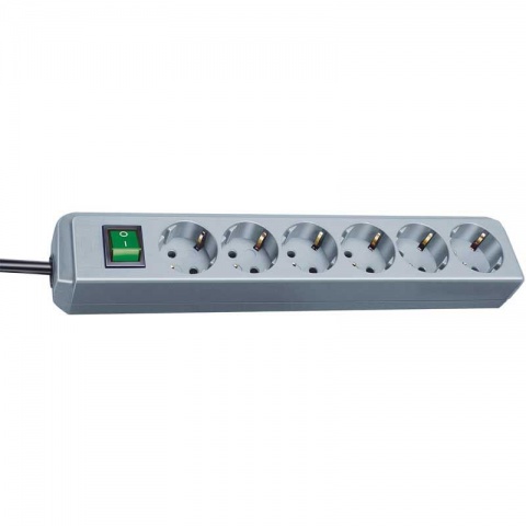 Brennenstuhl ECO LINE Power strip with 6-position switch Silver