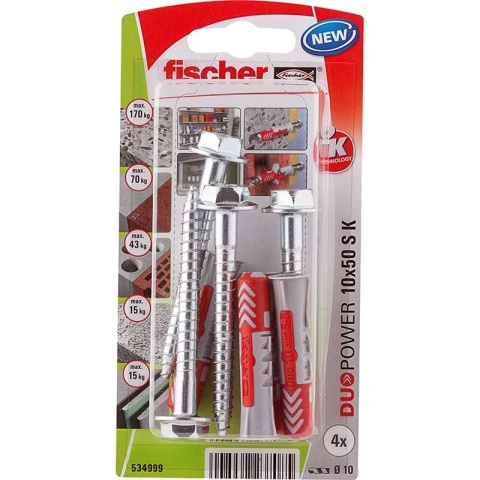 Fischer DUOPOWER Νάυλον Bύσμα 14 x 70 S K με Στριφώνι σε Κάρτα 2 ΤΕΜ