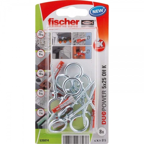 Fischer DUOPOWER Νάυλον Bύσμα με Κρίκο σε Κάρτα 10 x 50 OH K 2 ΤΕΜ