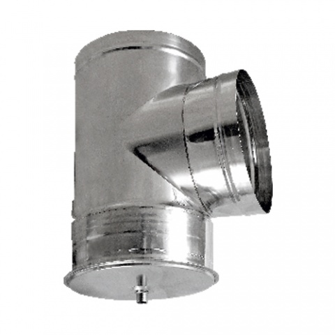 SPIRODUCT Galvanized Spiral Seam "T" 90° Flue Pipe with Clean Out Cap