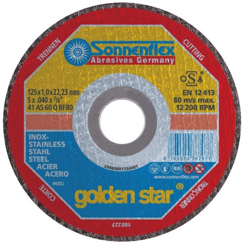 SONNENFLEX Golden Star Ιnox Δίσκος Kοπής 125x1.0x22.23mm/F41