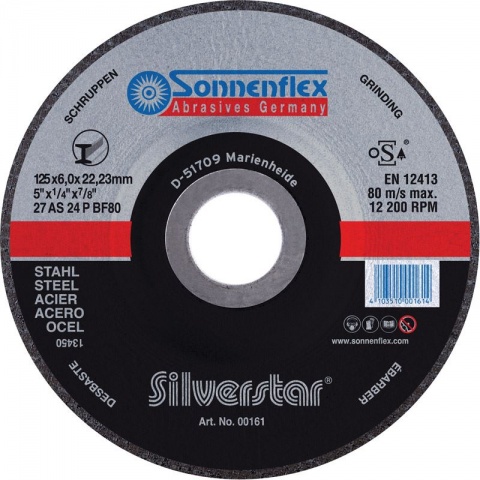 SONNENFLEX Silver Star Steel Grinding Δίσκος Λείανσης για Μέταλλα 125x6.0x22.23mm
