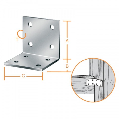 Vormann Galvanized Angle Connector 40 x 40 x 20 x 2mm