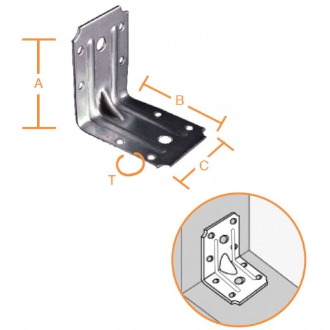 Vormann Γωνία Γαλβανιζέ 70 x 70 x 50 x 2mm (Μαύρo)
