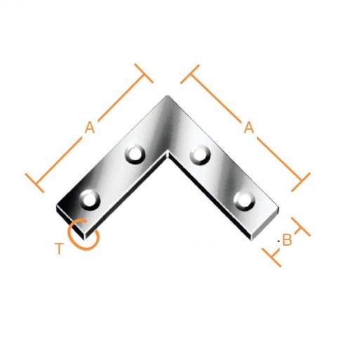 Vormann Galvanized Furniture Flat Angles 50 x 10 x 1.5mm 4 Pieces