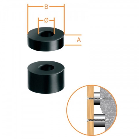Vormann Οριοθέτης Απόστασης 10 x 20 x Ø: 8.5mm 15 ΤΕΜ (Μαύρο)