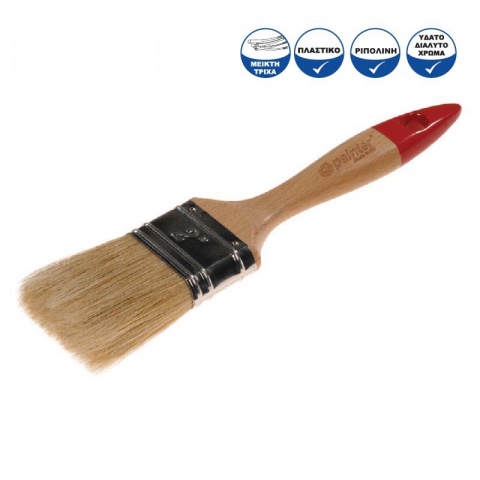 Painter Πινέλο Πλακέ Γενικής Χρήσης με Λευκή Τρίχα Υπέρδιπλο 2.5" Ξύλινη Λαβή