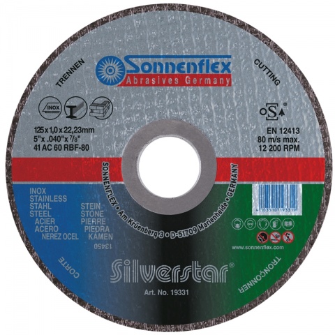 SONNENFLEX Silver Star Inox/Stone Δίσκος Κοπής 125x22.23x1.0mm/F41