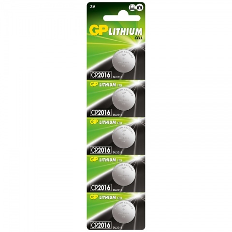 GP Μπαταρίες Λιθίου 3V CR2016 80mAh 5 ΤΕΜ
