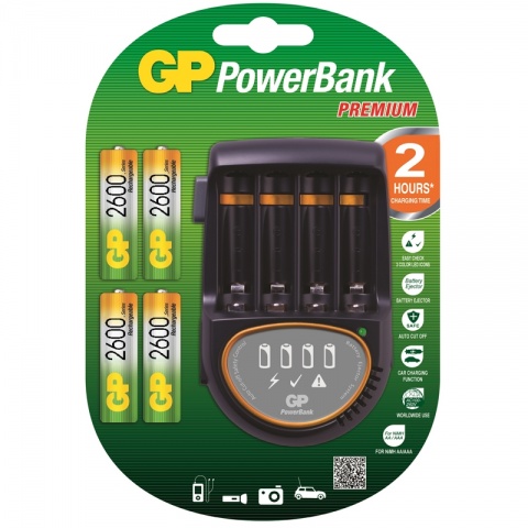 GP POWERBANK Premium Φορτιστής ΡΒΗ500 4 Θέσεων 2-5 Ωρών