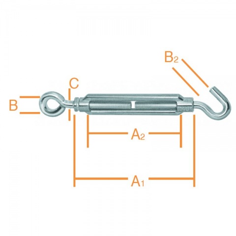 Vormann Εντατήρας Γάντζος & Κρίκος 110 x 75 x 10 x 10mm x Μ8 2 ΤΕΜ