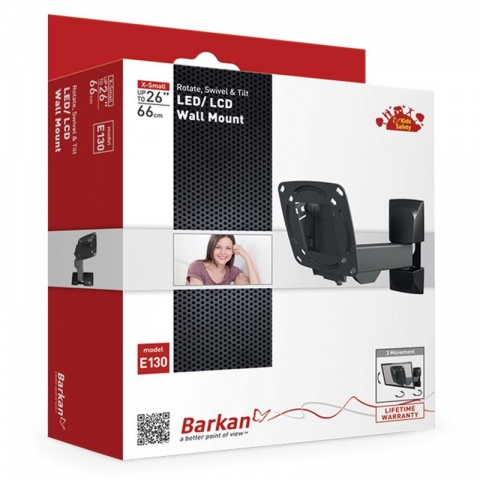 Barkan Βάση TV-FLAT/CURVED VESA 100 3 Κινήσεων για Οθόνες έως 29" Μαύρη