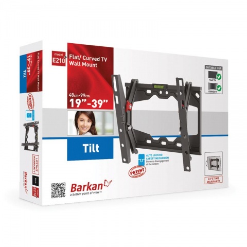 Barkan Βάση TV-FLAT/CURVED VESA 200 με Κλίση για Οθόνες από 13" - 43" Μαύρη