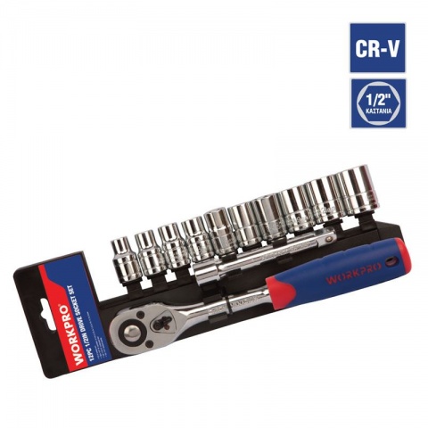 WORKPRO Καστάνια με Καρυδάκια 1/2" ΣΕΤ 12 ΤΕΜ