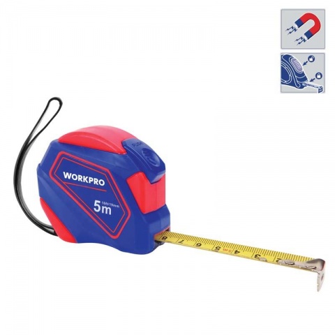 WORKPRO Μετροταινία 2 Υλικών με 2 Στοπ 5m x 18mm