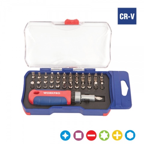 WORKPRO Κασετίνα Κατσαβίδι Καστάνια Μύτες ΣΕΤ 38 ΤΕΜ