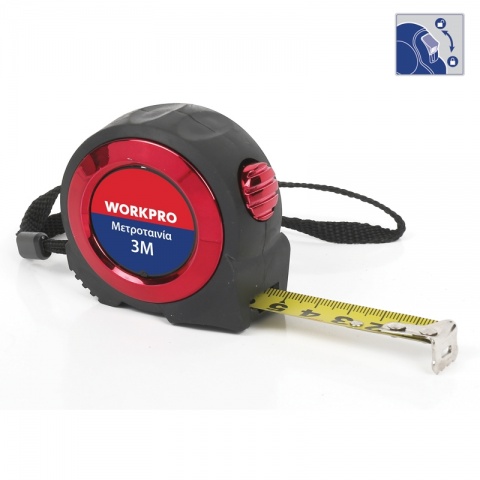 WORKPRO Μετροταινία 2 Υλικών με Στοπ 3m x 16mm