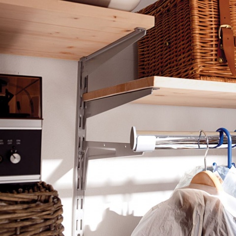 ELEMENT SYSTEM Ορθοστάτης Tοίχου ES Διπλής Διάτρησης Λευκός L2000 x D10mm