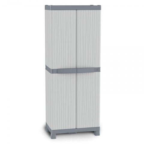 PVC Wardrobe BASE 2700U WAVE - 2 sheets with 4 shelves 700 x 438 x 1818mm Gray
