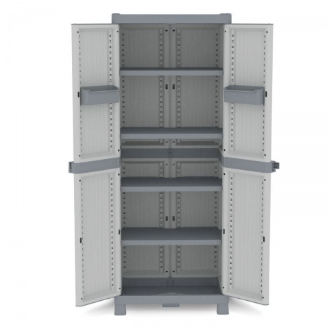 Ντουλάπα PVC BASE 2700U WAVE - 2Φυλλη με 4 Ράφια 700 x 438 x 1818mm Γκρι