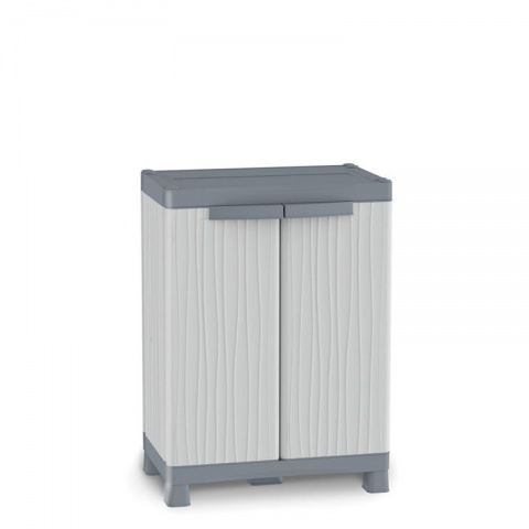 Terry Wave Base 700U  - Two Door Cabinet with 2 Adjustable Shelves and 2 Bins 700 x 438 x 976mm (Grey)