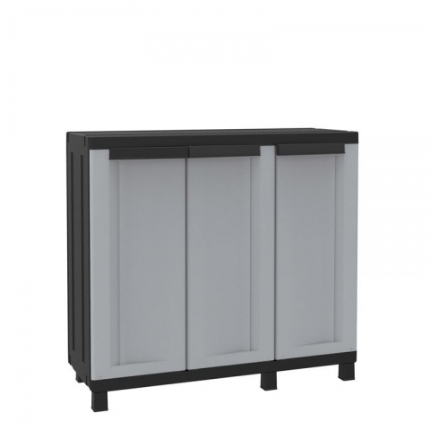 Terry Twist Black 102B - Three Door Multifunctional Cabinet with 1 Adjustable Shelf 1020 x 390 x 915mm (Grey / Black)