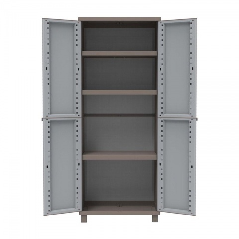 Terry Ντουλάπα Πλαστική JRattan 268 - 2Φυλλη 68 x 37.5 x 170cm (Γκρι - Καφέ / Γκρι)