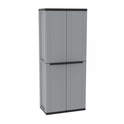 Terry JLine 368 - Two Door Cabinet with 4 Shelving Unit 68 x 37.5 x 163.5cm (Grey / Black)