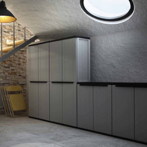 Terry Ντουλάπα πλαστική JLine 268 - 2Φυλλη 68 x 37.5 x 163.5cm (Γκρι / Μαύρο)