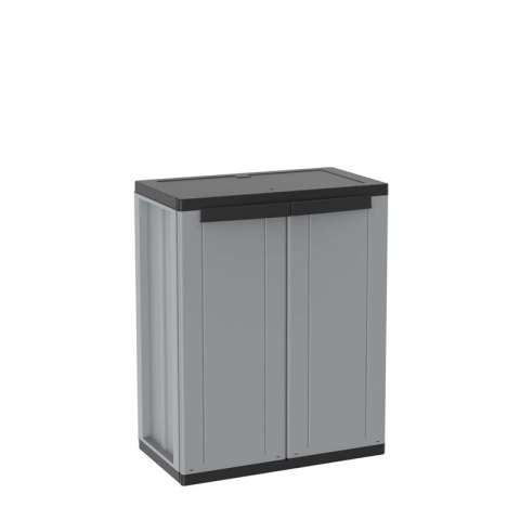 Terry JLine68 - Two Door Cabinet with 1 Adjustable Shelf 68 x 37.5 x 85cm (Grey / Black)