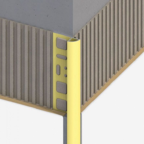 Alfer Προφίλ Πλακιδίων με Ημιστρόγγυλη Εξωτερική Γωνία από Ανοδιωμένο Αλουμίνιο 10 x 19.5 mm - 2.5m Χρυσό