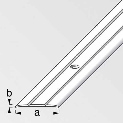 Alfer Προφίλ Επίπεδο για Ένωση Δαπέδων Βιδωτό από Ανοδιωμένο Αλουμίνιο 37 x 2.5mm - 2.7m Ασημί