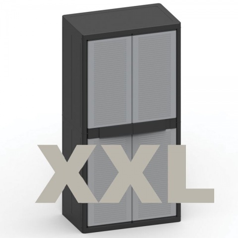 Jumbo Qblack 2900 Plastic Wardrobe - 2 Sheets with 3 Shelves 897 x 537 x 1800mm Gray / Black