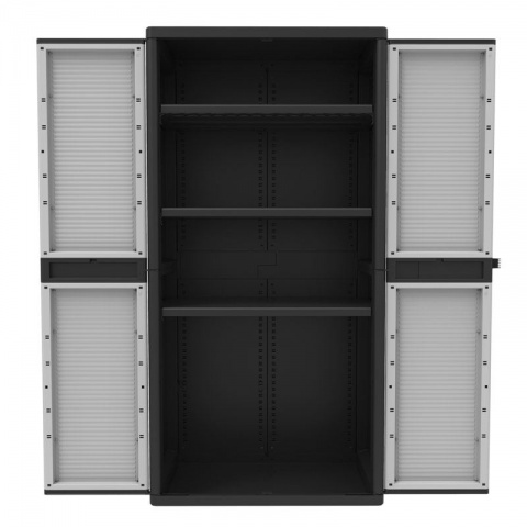 Ντουλάπα Πλαστική Jumbo Qblack 2900 - 2Φυλλη με 3 Ράφια 897 x 537 x 1800mm Γκρι / Μαύρο