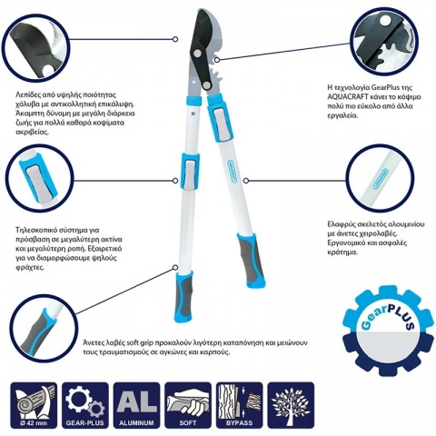 AQUACRAFT Ψαλίδι Κήπου για Κλαδιά GEAR PLUS