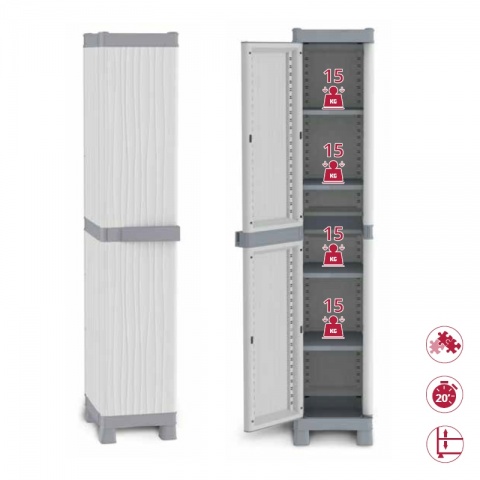 Terry Ντουλάπα Πλαστική Wave Base 2350R - 1Φυλλη 35 x 43.8 x 181.8cm (Γκρι)