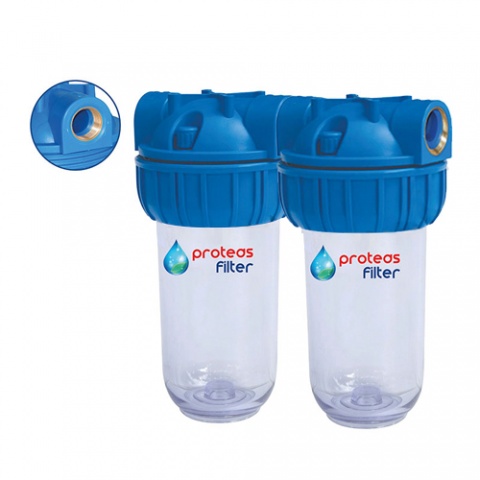 ENERGYWATER Διπλή Φιλτροθήκη 3M Διάφανη 7″ - 1″ - Σκέτη