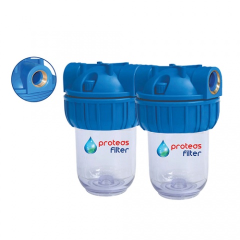 ENERGYWATER Διπλή Φιλτροθήκη 3M Διάφανη 5″ - 3/4″ - Σκέτη