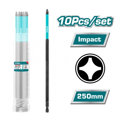 TOTAL Μύτες Μαγνητικές Μαύρες ΡH2 250mm ΣΕΤ 10 ΤΕΜ (TACIM16PH2103)