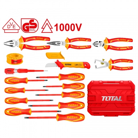 TOTAL Κασετίνα Εργαλείων Χειρός 1000V VDE 16 ΤΕΜ (THKITH1601)